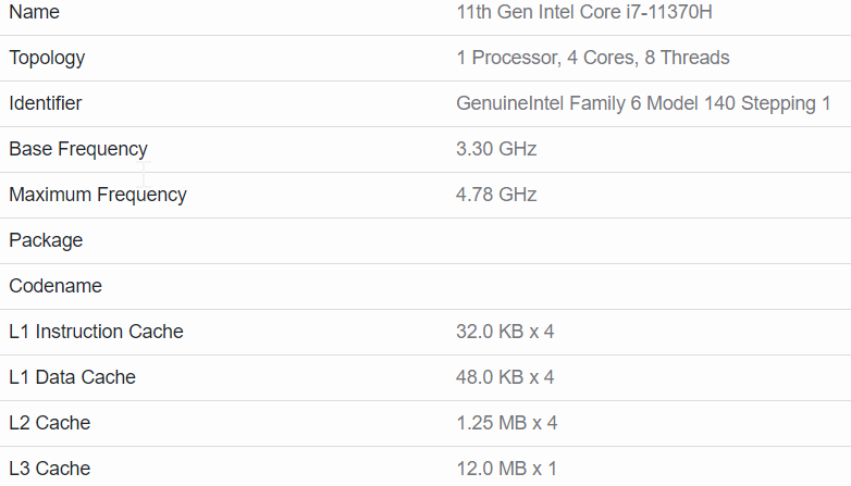 发现英特尔四核 i7-11370h和i5-11300h处理器