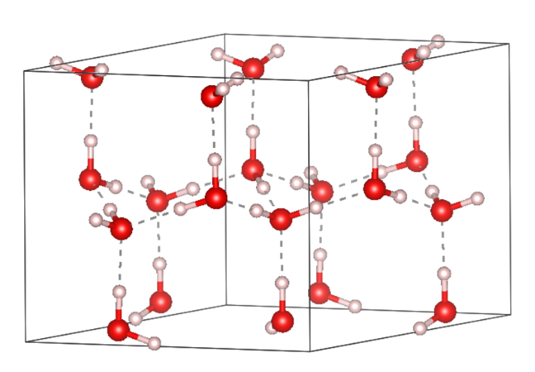 (冰-ih的晶体结构(p63cm)图片来源:https://materialsproject.org/)