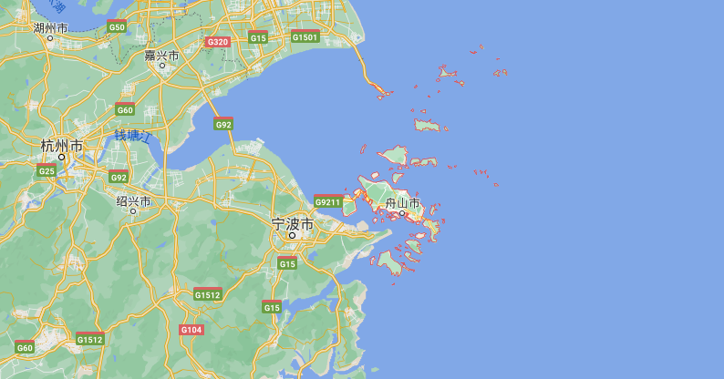舟山地理位置(图片来自谷歌地图)