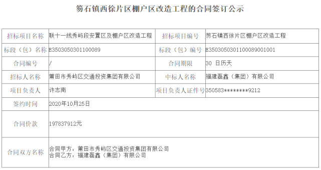 3笏石镇西徐片区棚户区改造工程施工监理合同签订