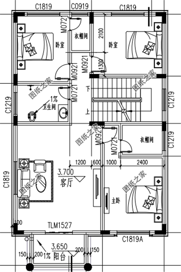 81米(含屋顶 设计功能 一 层:客厅,厨房,餐厅,卧室(衣帽间,卫生间