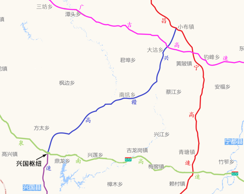 经兴国,宁都 到南昌的一条交通大动脉 兴赣北延高速路(宁兴高速s55)