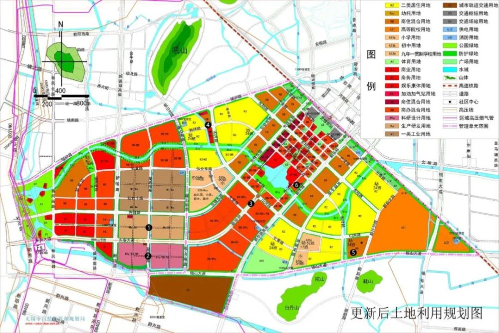 土地利用规划图:北至锡沪路,南至锡山大道,西达杜正路,东抵京沪高铁