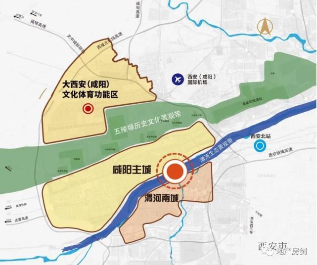 咸阳为了拓展城市发展空间而在咸阳主城区北部规划的一座新城,总面积