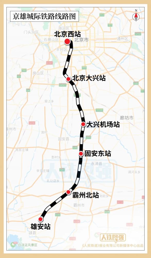 京雄城际铁路线路图 图片来源:中国铁路
