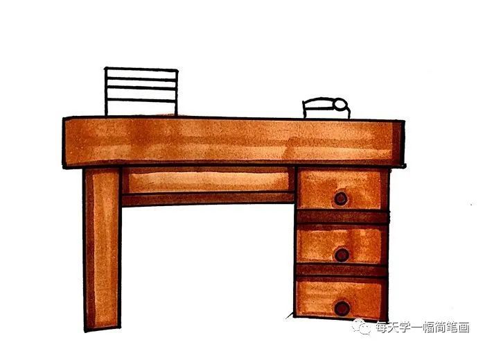 每天学一幅简笔画-桌子怎么画一步一步教