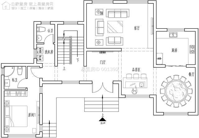农村自建别墅—浙江96w打造16m×11m三层带地下室中式