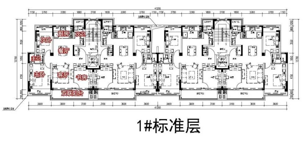 2,小高层6#,2梯4户, 4房2卫