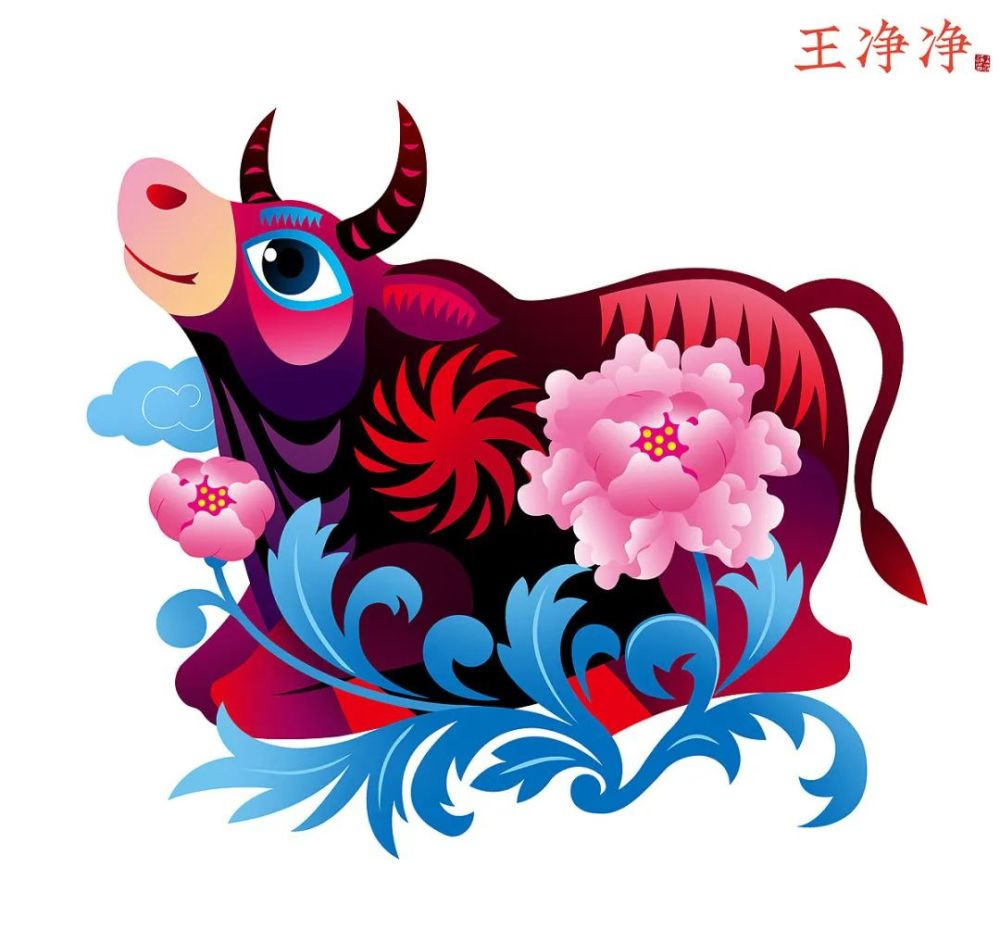 新年2021牛年插画元素,"牛"有"画"说