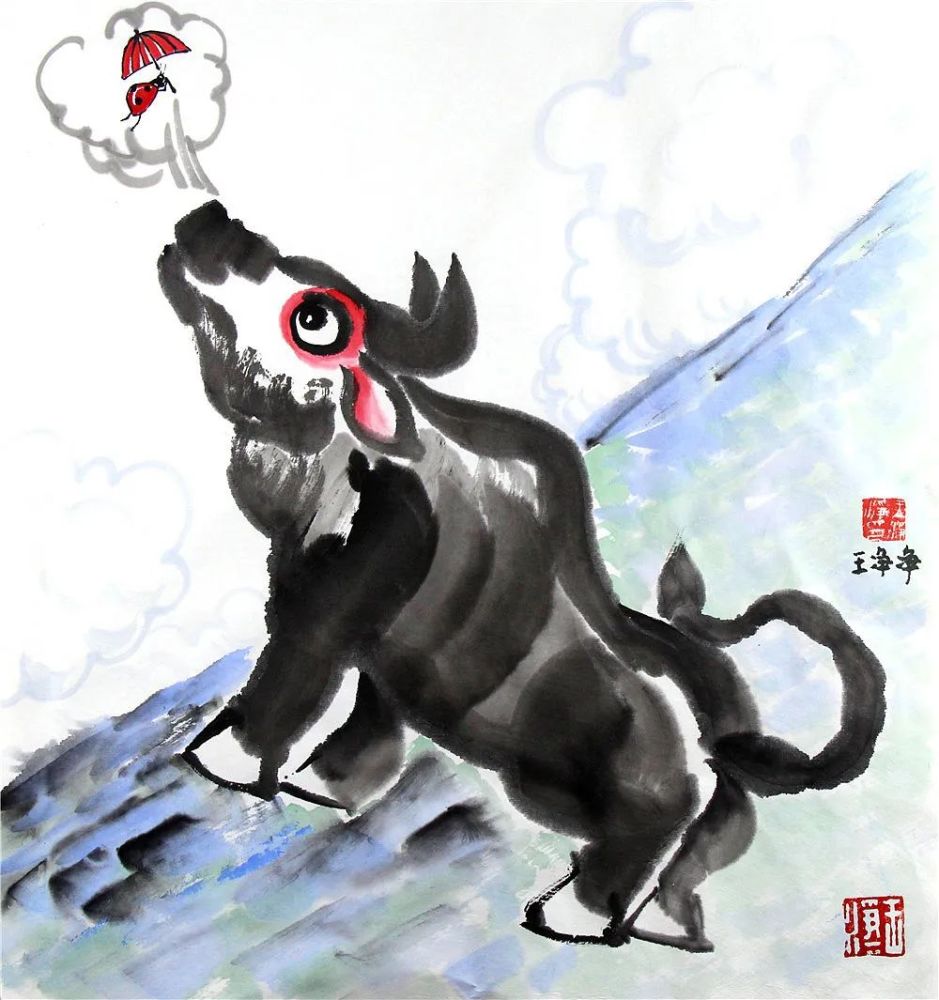 新年2021牛年插画元素,"牛"有"画"说