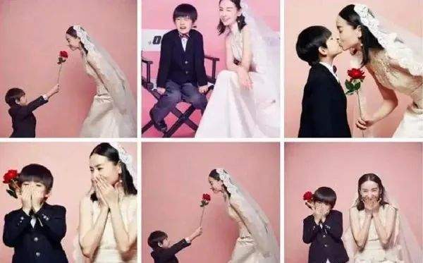 过界的亲子关系:董洁与10岁儿子拍婚纱照"亲吻"引热议
