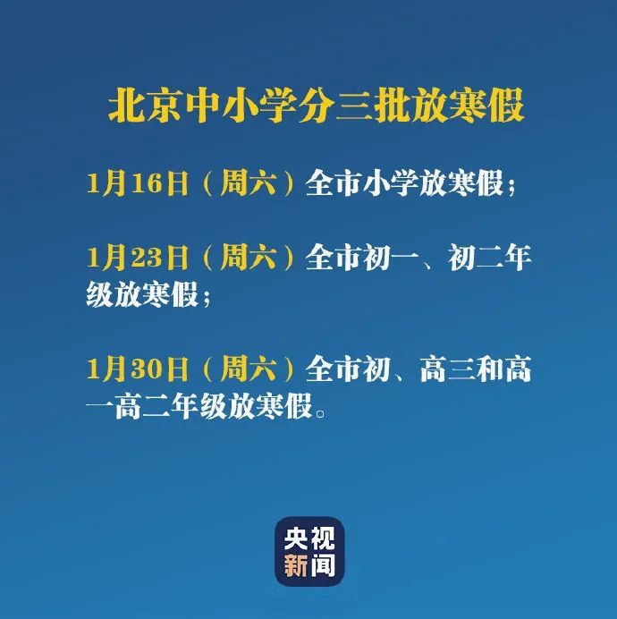 2021年 1月23日(周六) 起,初一,初二年级放寒假.