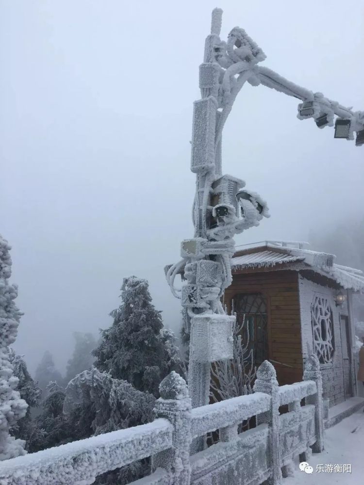 雾凇与寺庙撞上▲藏经殿南岳林海戴玉披银祝融峰上松柳凝霜▲祝融峰让