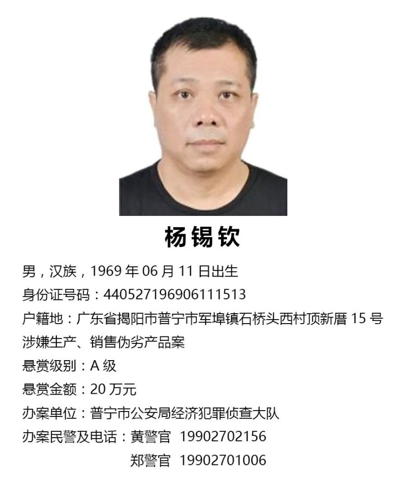 潮汕这些人被警方通缉