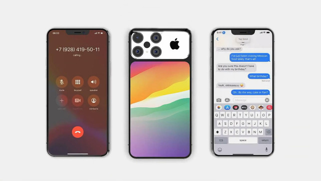 苹果iphone13概念图,iphone13宣传片 iphone13pro概念图:前后机身被两块屏幕覆盖,连副屏都