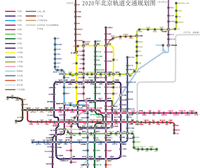 北京地铁图最新2020,2020年北京地铁线路图 北京地铁远景线网由 35 条线路组成,总长度 1524 公里