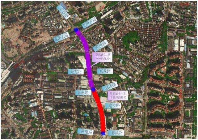 翔鸽路北段市政工程位于龙岗区布吉街道罗岗片区,南起惠康路,接现状