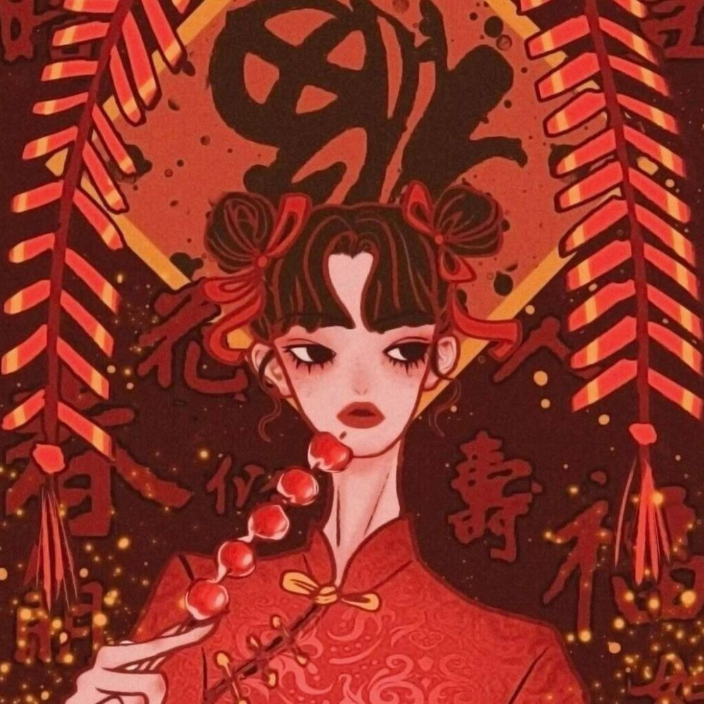 红色系女生头像之新年头像系列二