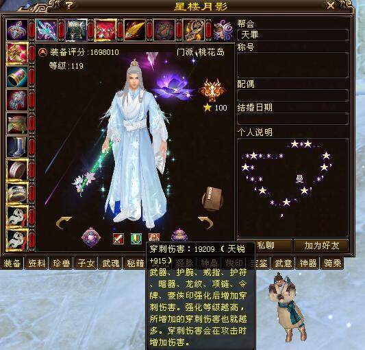 天龙八部:全服第一桃花岛星楼月影装备图,169万评分太