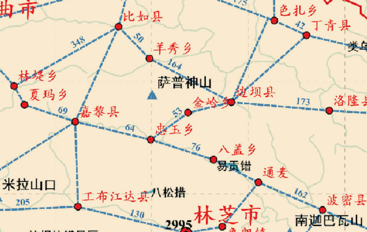 我就急不可耐的对外宣称我们全程走通了川藏中线,并且附上了线路地图