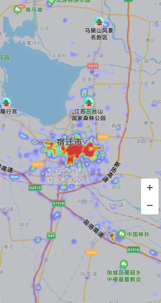 今晚20点30分江苏省后三位城市淮安市,连云港市,宿迁市热力图对比