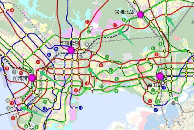 深圳地铁远景规划线网由28条线路组成,总长度约1335千米