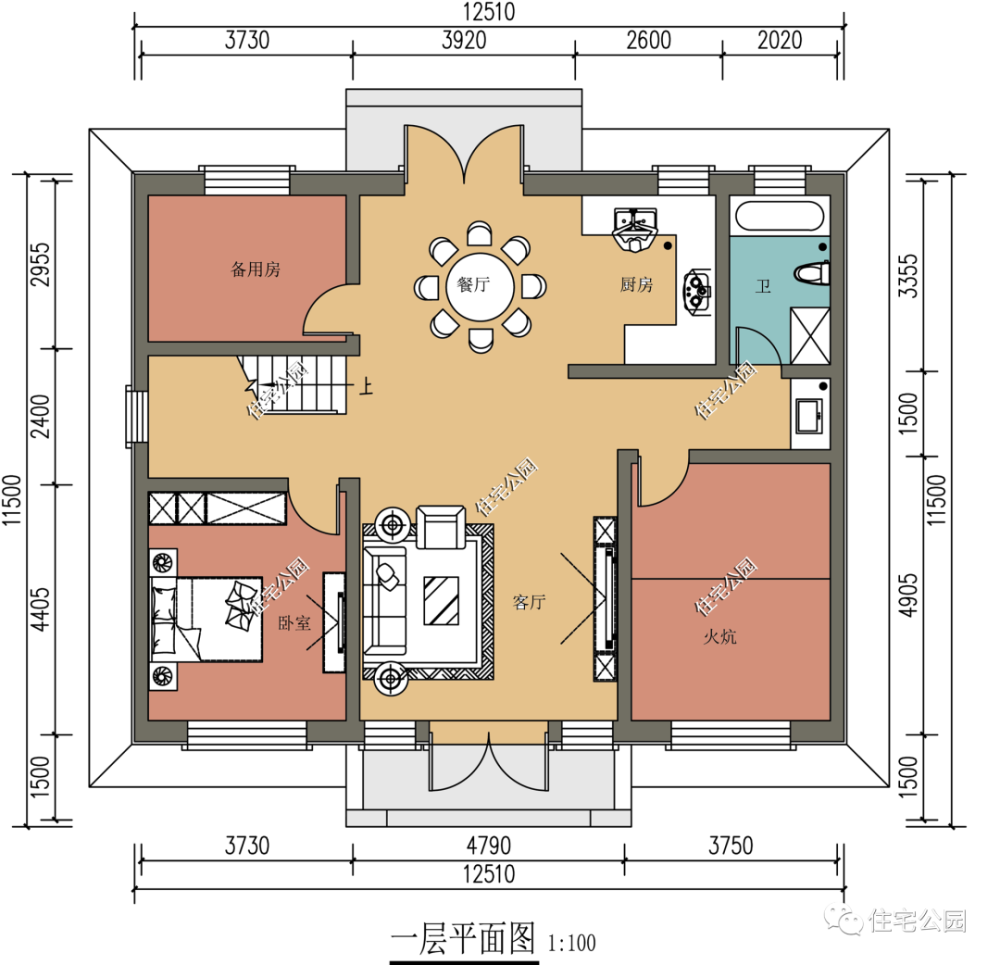 精选图库:10套带堂屋或火炕户型图