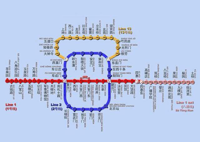 北京地铁13号线改造为13a,13b两条线路,形成交叉2条"l"型线路