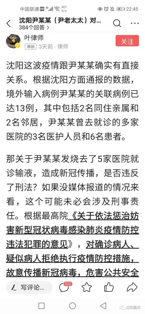 沈阳伊某某(伊老太太)对沈阳造成的影响和损失是否要负法律责任?