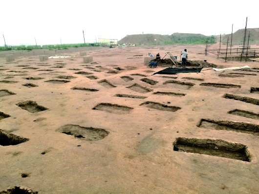 2018年,山西省襄汾县陶寺北墓地发掘现场.