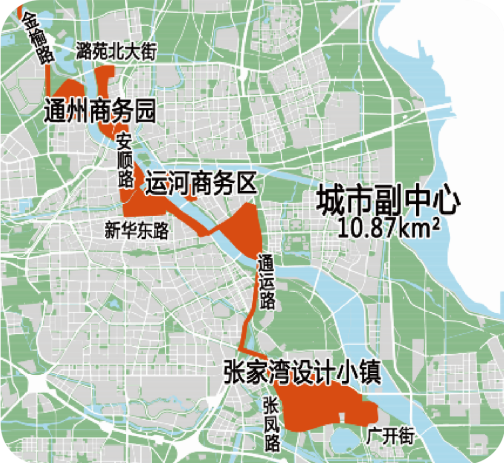 北京)自由贸易试验区国际商务服务片区通州组团的区域范围包括城市副
