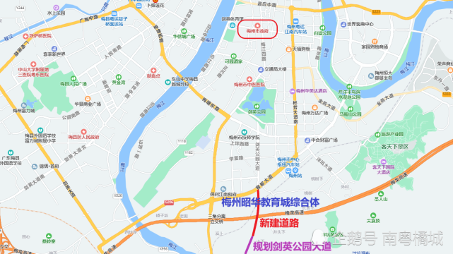 本工程为新建道路,建设地点位于梅州市江南新城片区,起点位于剑英公园