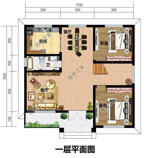 占地面积:10.76m*10m,102平方米左右; 建筑层高:二层; 建筑高度:8.