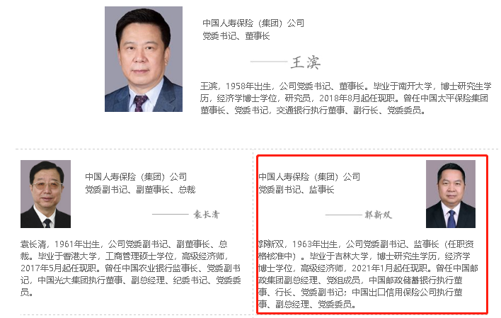 银行行长跨界保险业邮储银行原行长郭新双将出任国寿集团监事长