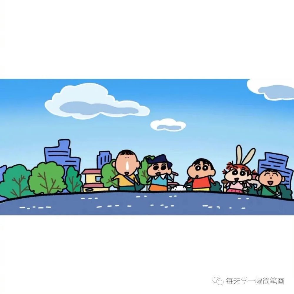 每天学一幅简笔画一组超治愈的蜡笔小新背景图