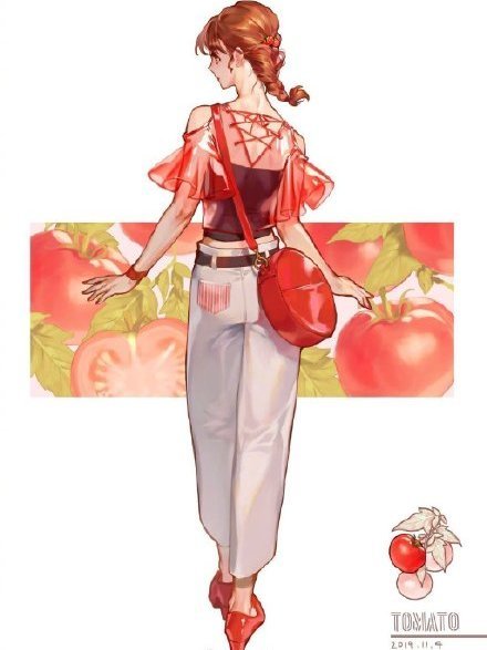 画师将食物拟人化,葡萄变御姐,西红柿变背包少女,这还