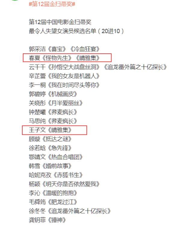 金扫帚奖提名郭敬明三部影片上榜晴雅集全员上榜无一幸免