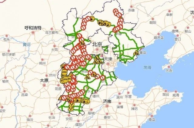 河北高速公路出行信息服务网截图 具体禁止上道路段信息如下: 京港澳