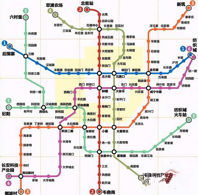 西安地铁14号线连接了咸阳国际机场,西安北站和奥体中心等节点