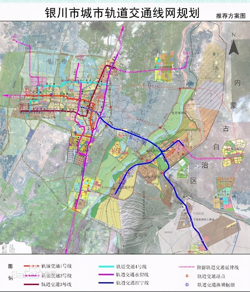 银川轨道交通网规划由6条放射线路组成,线网总长227.