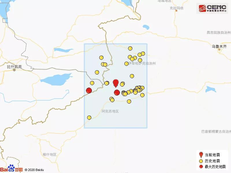 新疆拜城县发生地震!