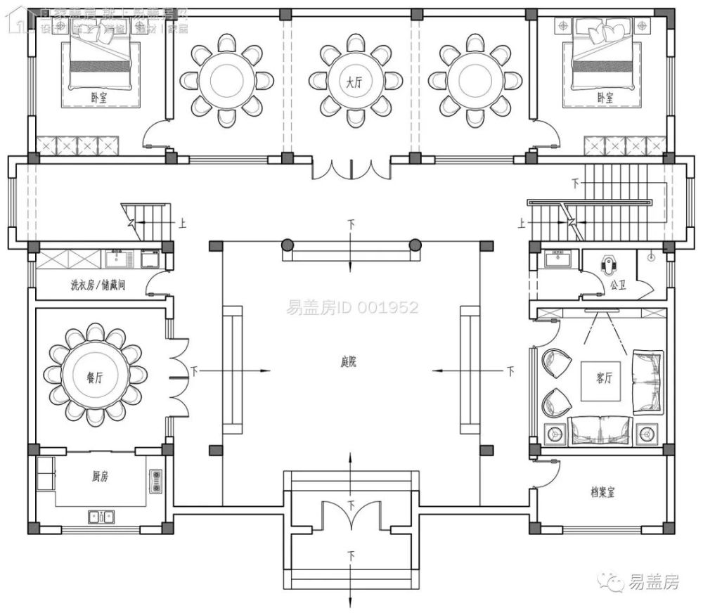 易盖房丨20.9m×16m,湖南宁乡多功能雅致型中式三合院