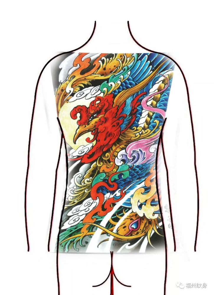 被视为神鸟凤凰纹身的意义:和平与吉祥,给人带来好运.