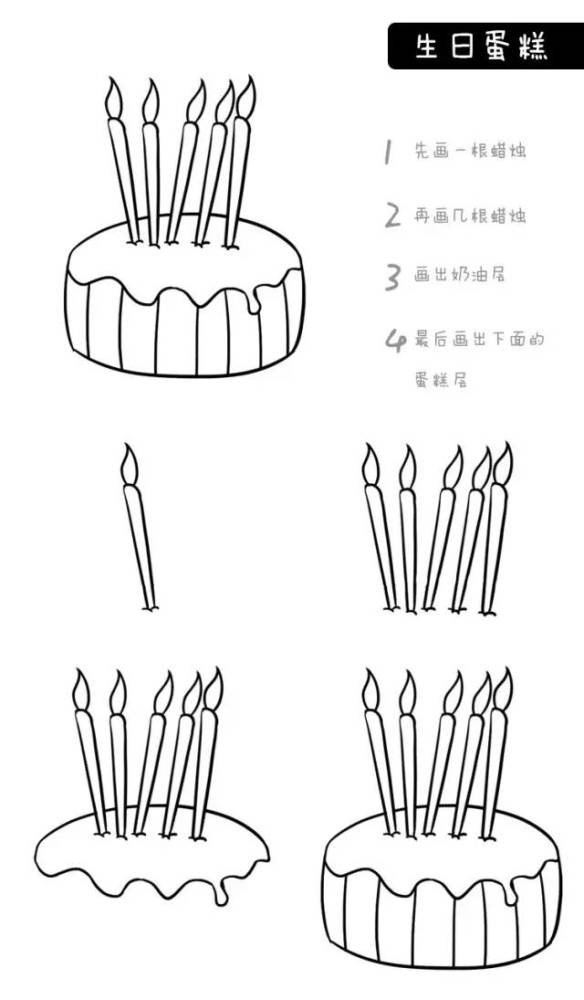 每天学一幅简笔画-超多生日蛋糕简笔画集合