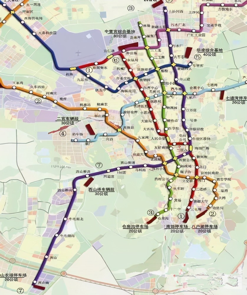 乌鲁木齐地铁在建2号线,3号线,4号线,拟建设轨道交通6