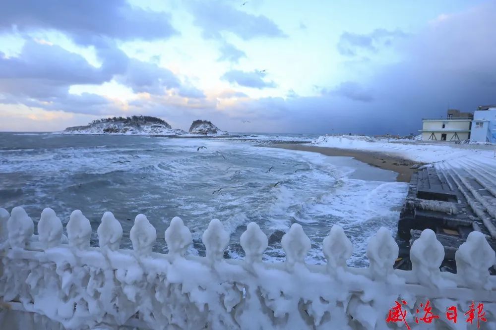 威海海岸,冻出奇观!