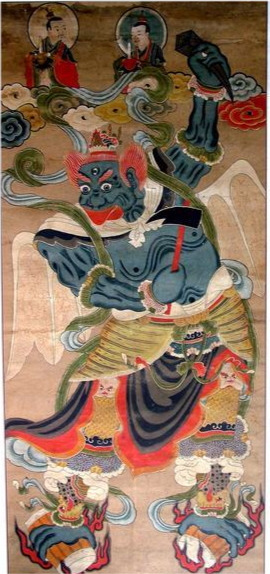 清代道教画:雷部神真之辛兴芶五,庞元帅道教雷神.