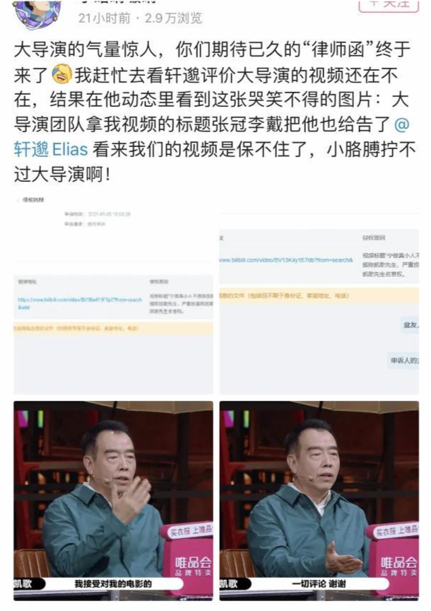 肖战实名举报劝他买个好垫肩的网友,陈凯歌举报up主,明星们这么玻璃心