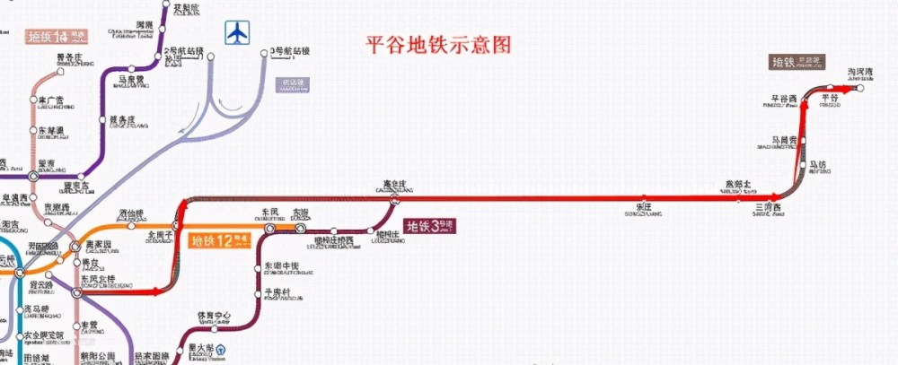 北京地铁22号线(平谷线):北京朝阳～北京通州～河北廊坊市～北京平谷