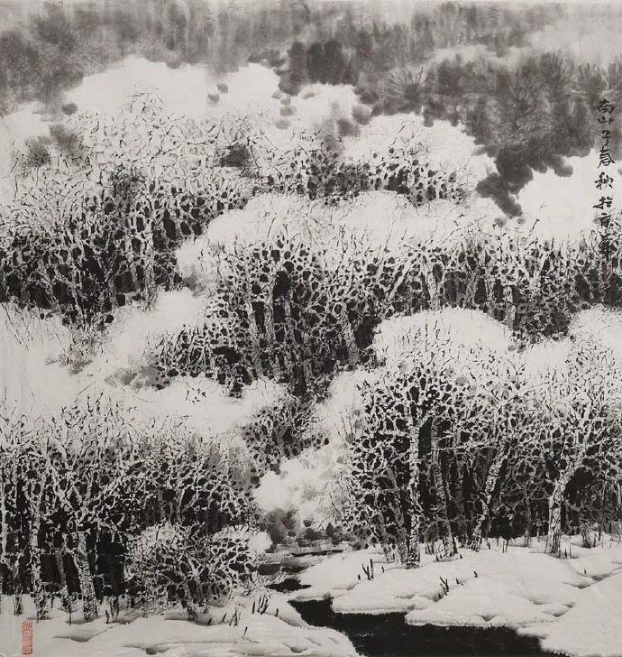 独钓寒江雪画家赵春秋冬季雪景国画作品欣赏